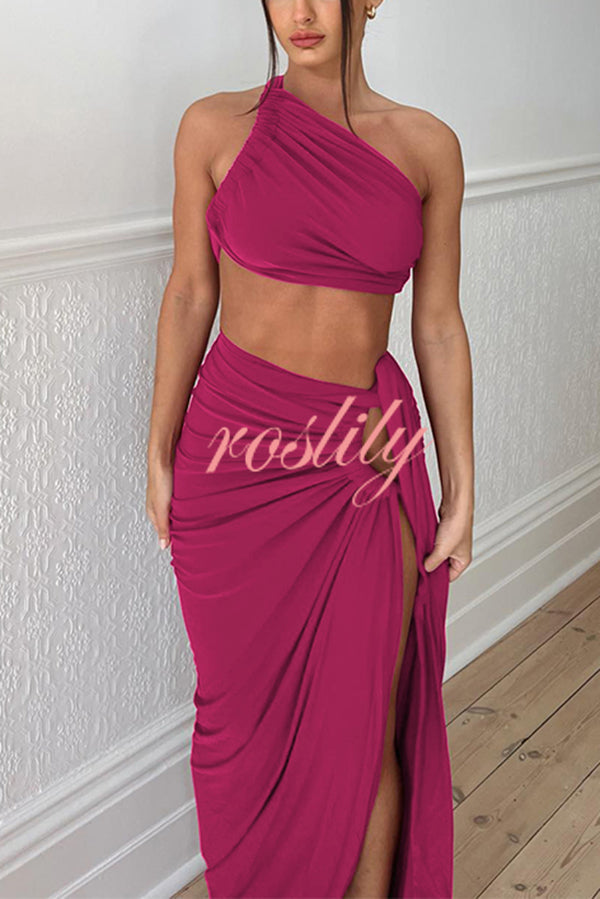 Sexy Backless Bandeau Top and Slim Slit Skirt Set