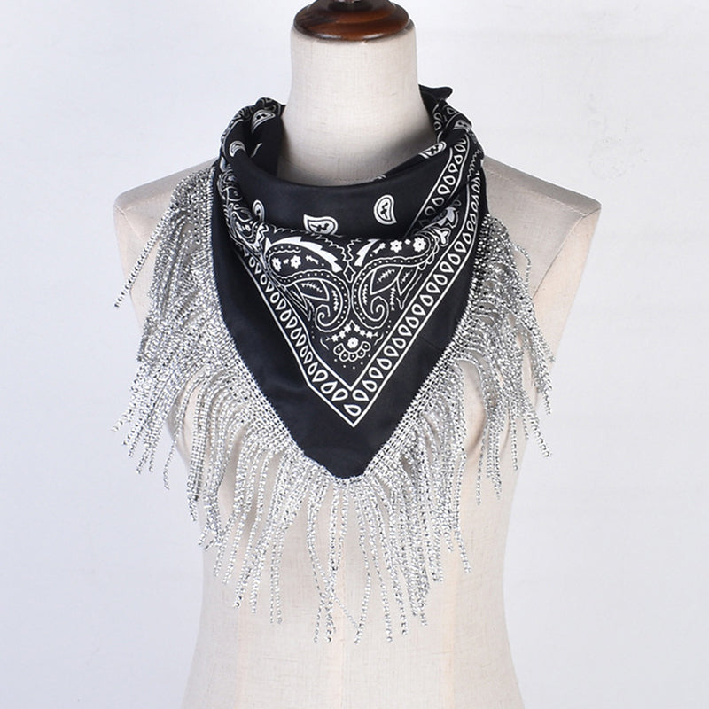 British Retro Diamond Tassel Square Scarf