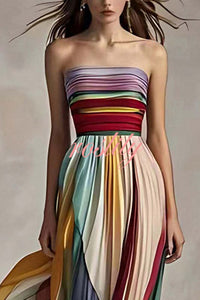 Sexy Off-shoulder Tube Top Waist Color Maxi Dress