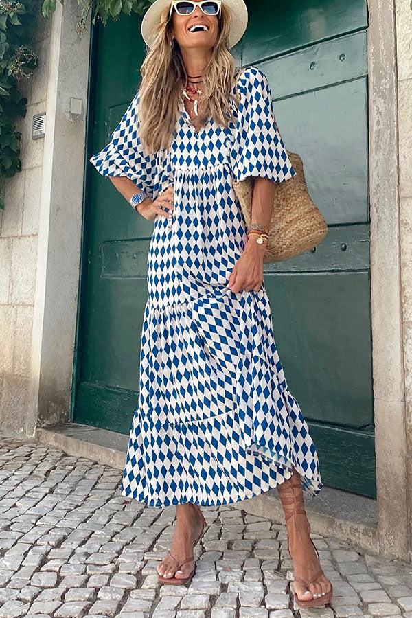 Fabulous Time Puff Sleeve Tiered Midi Dress