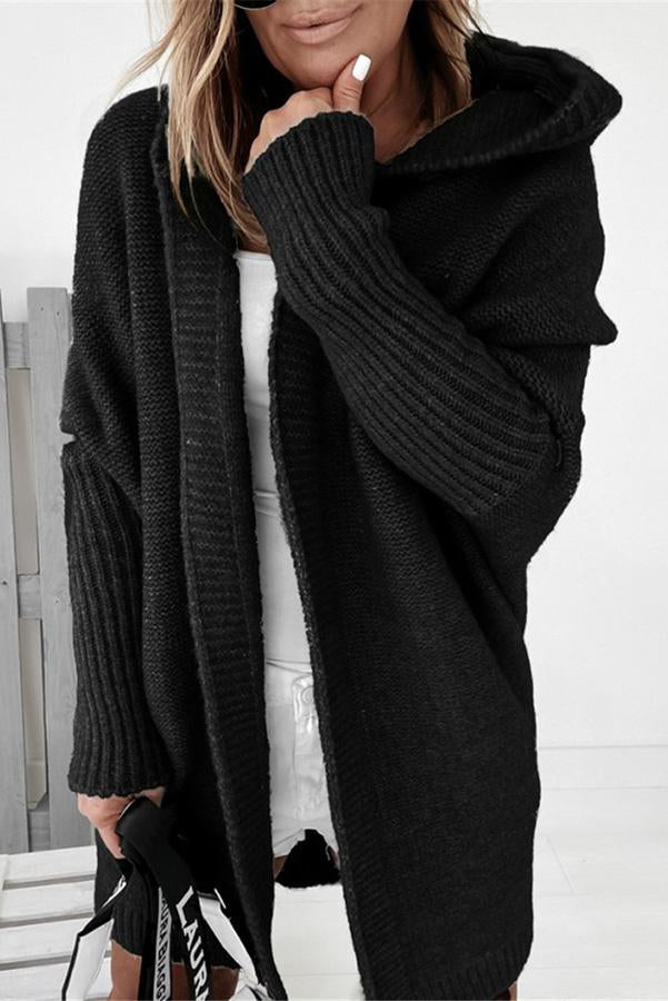 Fall for Nyc Solid Hooded Casual Cardigan