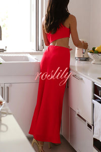 Solid Color Sexy One Shoulder Off Waist Maxi Dress