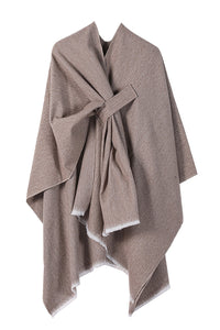 Solid Color Loose Casual Knitted Shawl Cape