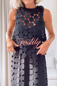 Casie See Through Circle Embroidery Round Neck Sleeveless Tank