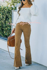 Gwen Elastic Waist Bell Bottom Corduroy Pants