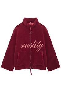 Solid Color Stitching High Collar Long Sleeve Loose Pocket Woolen Coat