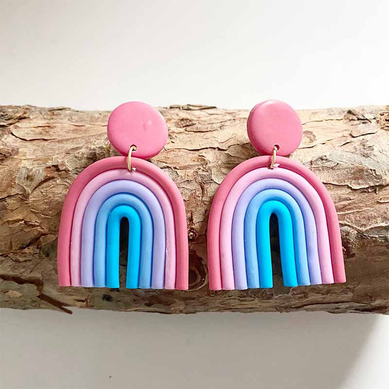 Rainbow colored polymer earrings