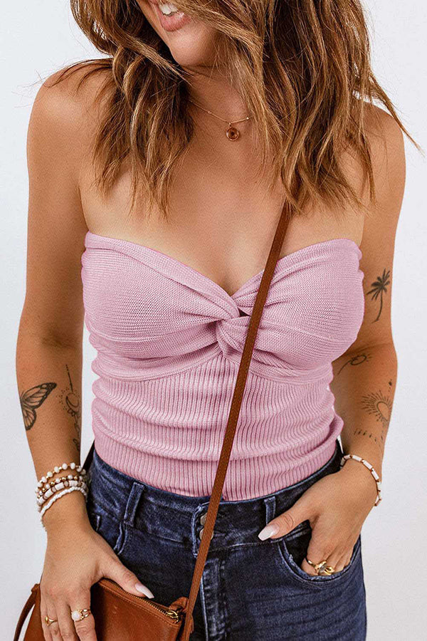 Sexy Tube Knit Ribbed Slim Backless Tank Top