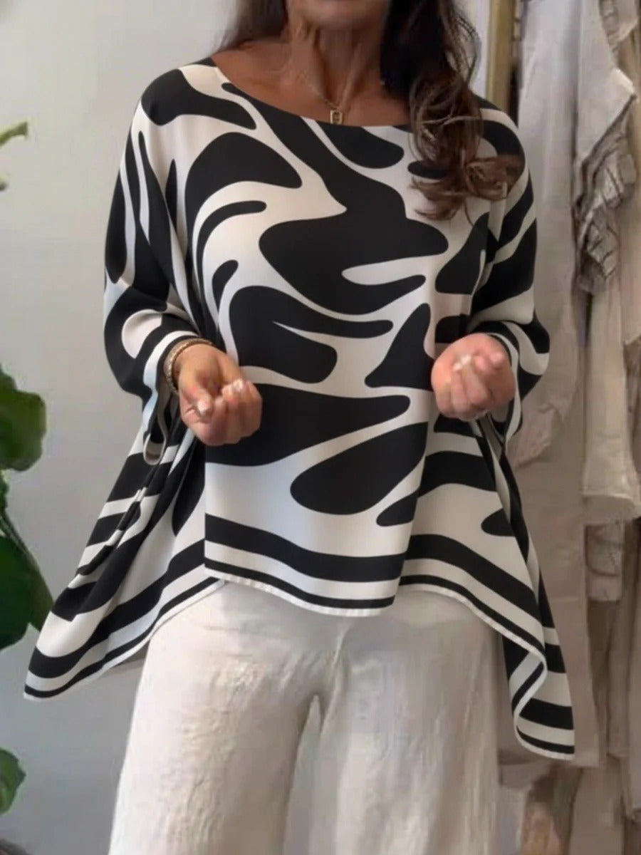Flow Abstract Batwing Blouse