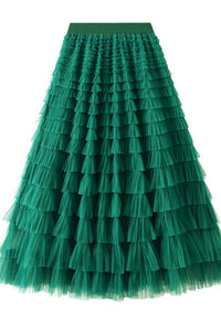 Be Your Own City Queen Tiered Elastic Waist Tulle Maxi Skirt