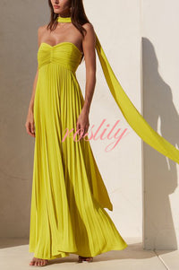 Exquisite Princess Pleated Off Shoulder with Scarf Party Maxi Dress