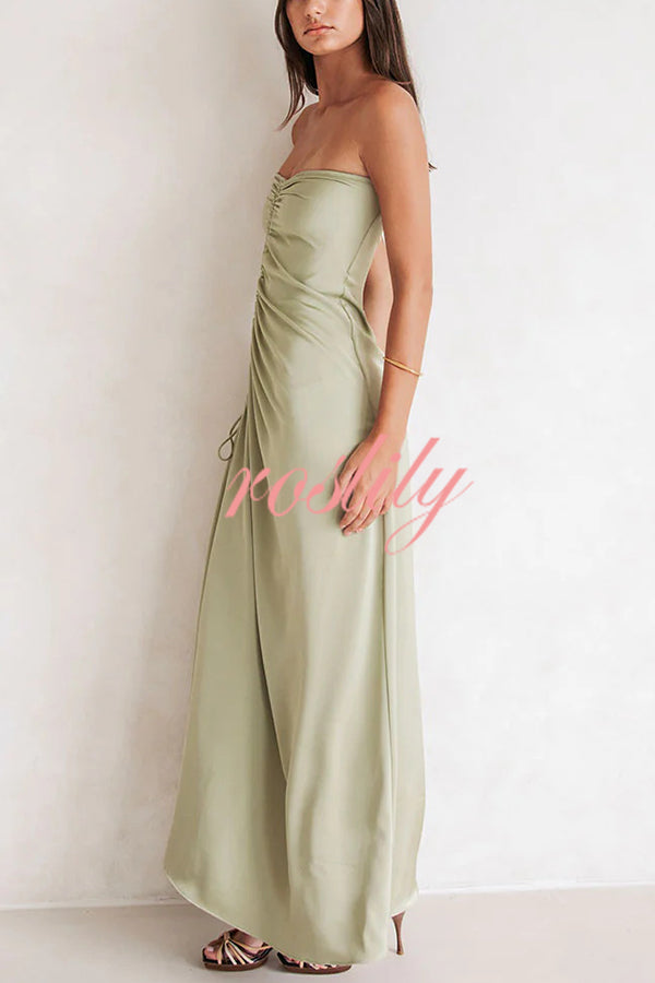 Sexy Off-shoulder Asymmetric Pleated Side Slit Maxi Dress