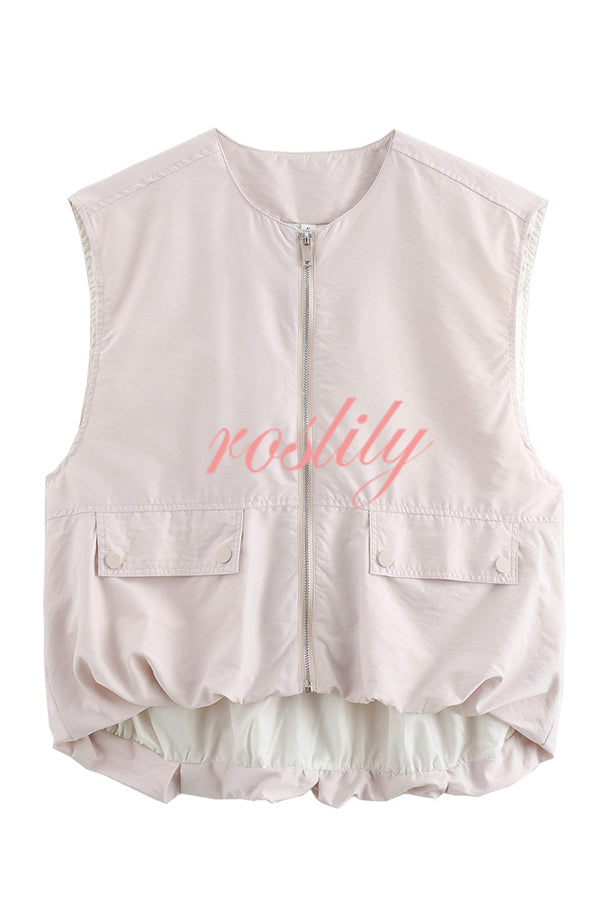 Fashionable Loose Sleeveless Pocket Casual Vest