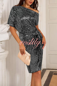 Solid Sequined Elegant Strappy Mini Dress