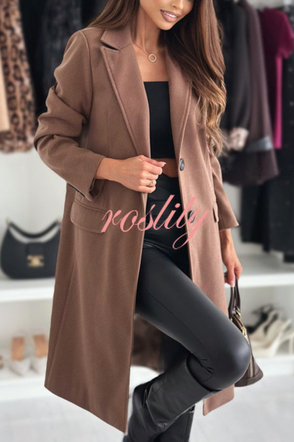 Fashionable Casual Lapel Long Sleeve Single Breasted Loose Coat