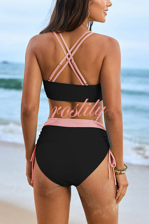 Fashionable High Waist Stretch Bikini Swimsuit