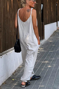 Relaxing Bay Solid Color Pocketed Casual Beach Jumpsuit