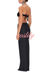 Matching The Beach Oyster Metal Decor High Slit Stretch Maxi Skirt