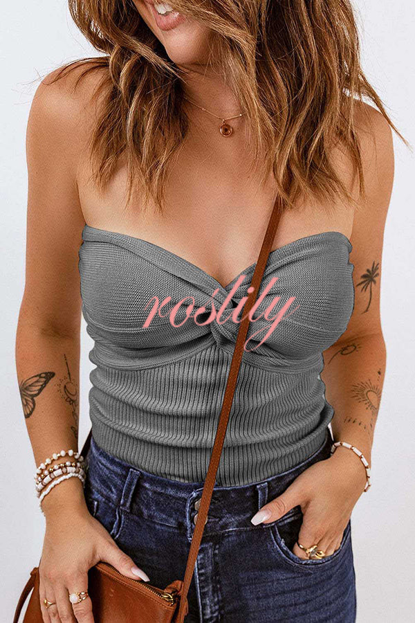 Sexy Tube Knit Ribbed Slim Backless Tank Top