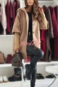 Solid Color Loose Pocket Hooded Long Sleeve Jacket