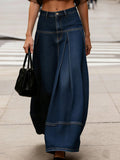 High-Rise Sculpted Wide-Leg Denim Pants