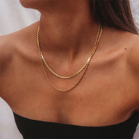 2pcs/set Metal Punk Twisted Snake Bone Chain Necklace