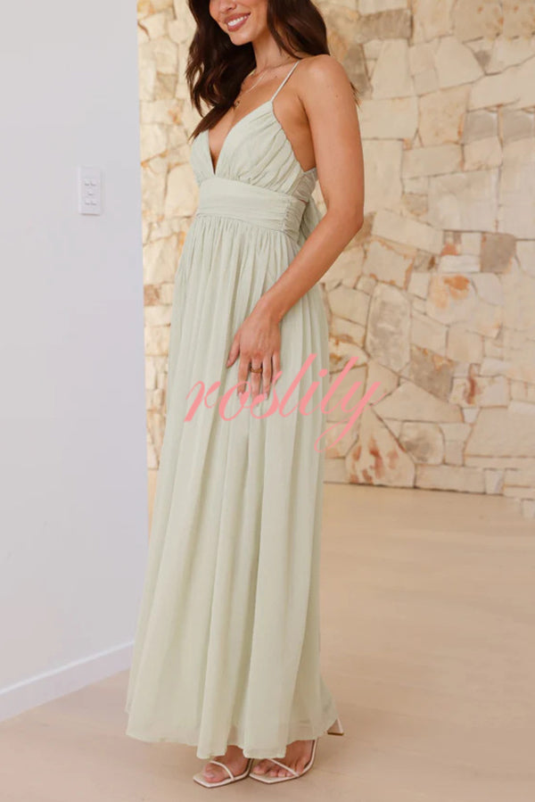 Solid Color Sexy Suspender Backless Lace-up Slim Maxi Dress