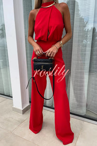 Fashionable Solid Color Sleeveless Hollow Slim Fit Jumpsuit