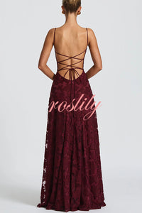 Francis Floral Burnout Jersey Fabric Cowl Neck Back Lace-up Maxi Dress