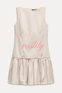 Solid Velvet Bow Embellished Sleeveless Mini Dress