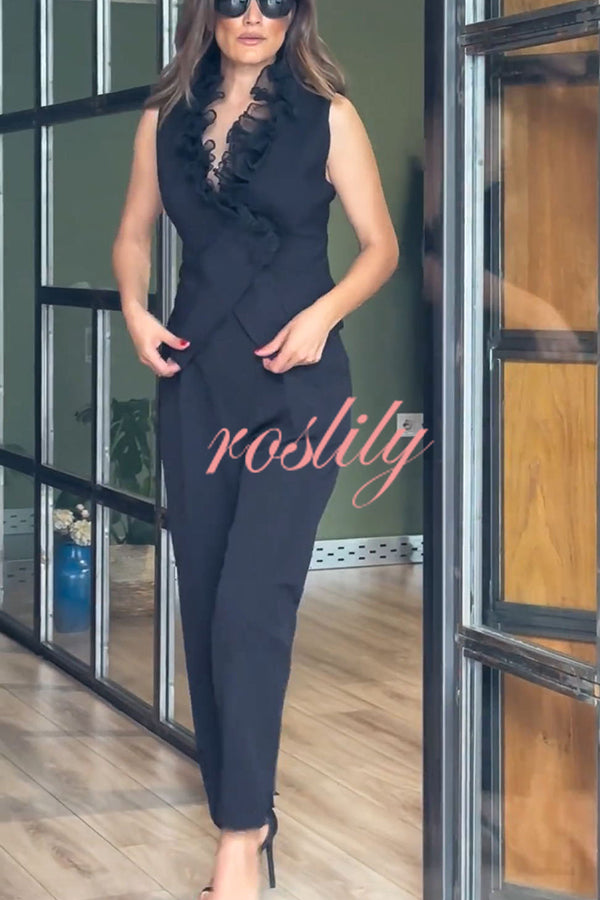 Estelle High Waist Pocketed Tapered Suit Trousers