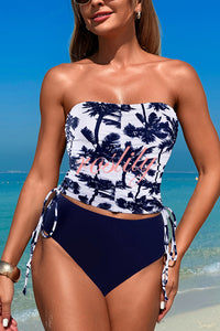 Unique Print High Waist Tie-Stretch Two-Piece Bikini Swimsuit