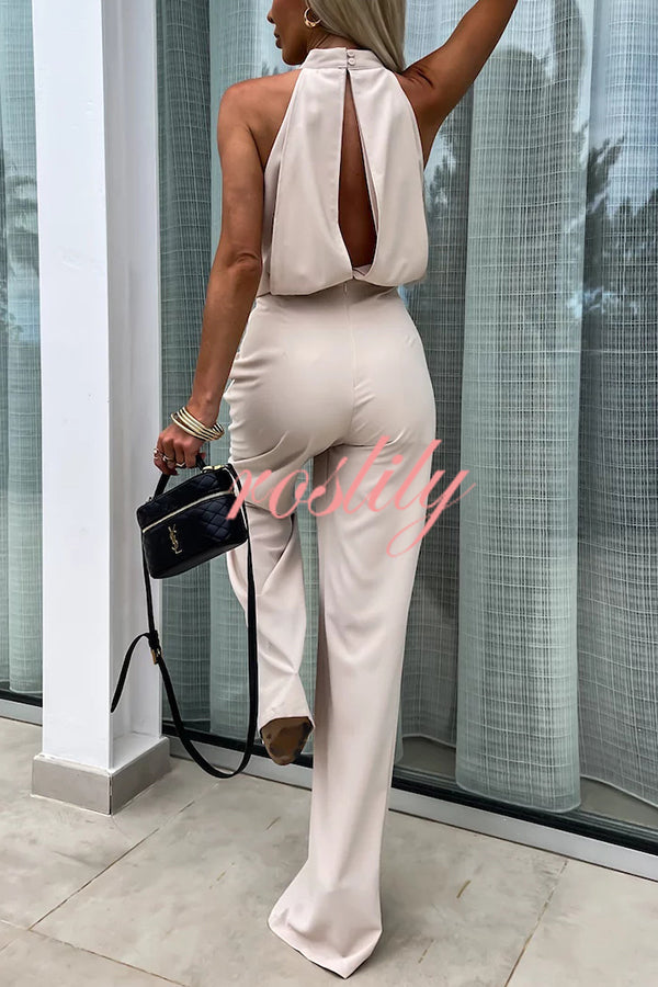 Fashionable Solid Color Sleeveless Hollow Slim Fit Jumpsuit