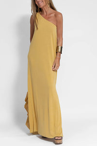 Flawless and Free One Shoulder Relaxed Slit Maxi Dress