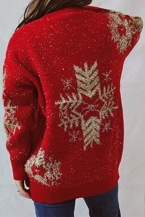 Christmas Pattern Knitted Crew Neck Long Sleeved Sweater