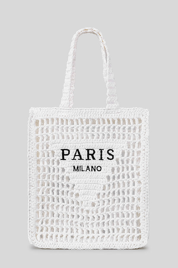 Letter Hollow Woven Beach Bag