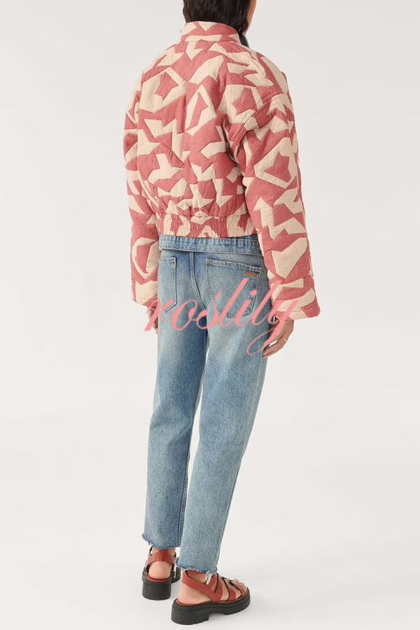 Chrissa Unique Printed Casual Long Sleeve Pocket Cotton Jacket