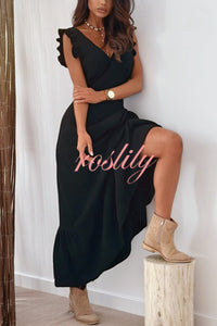 Solid Color Sleeveless V-Neck Casual Loose Maxi Dress