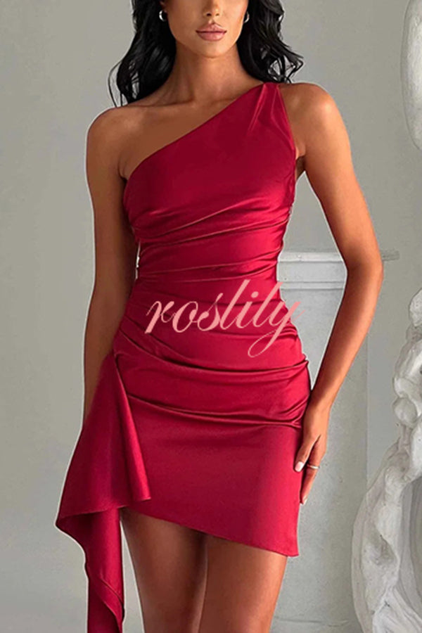 Sexy Slim Fit Backless One-shoulder Satin Mini Dress