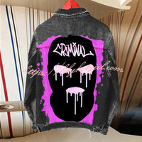 Halloween Print Long Sleeve Denim Jacket