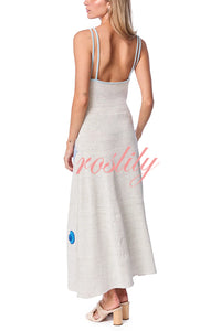 Beach Shell Printed Sling Vacation Style Loose Maxi Dress